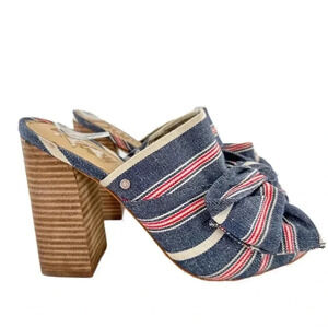 Sam Edelman womens heels size 9.5 37.5 Yumi multicolored canvas patriotic bow